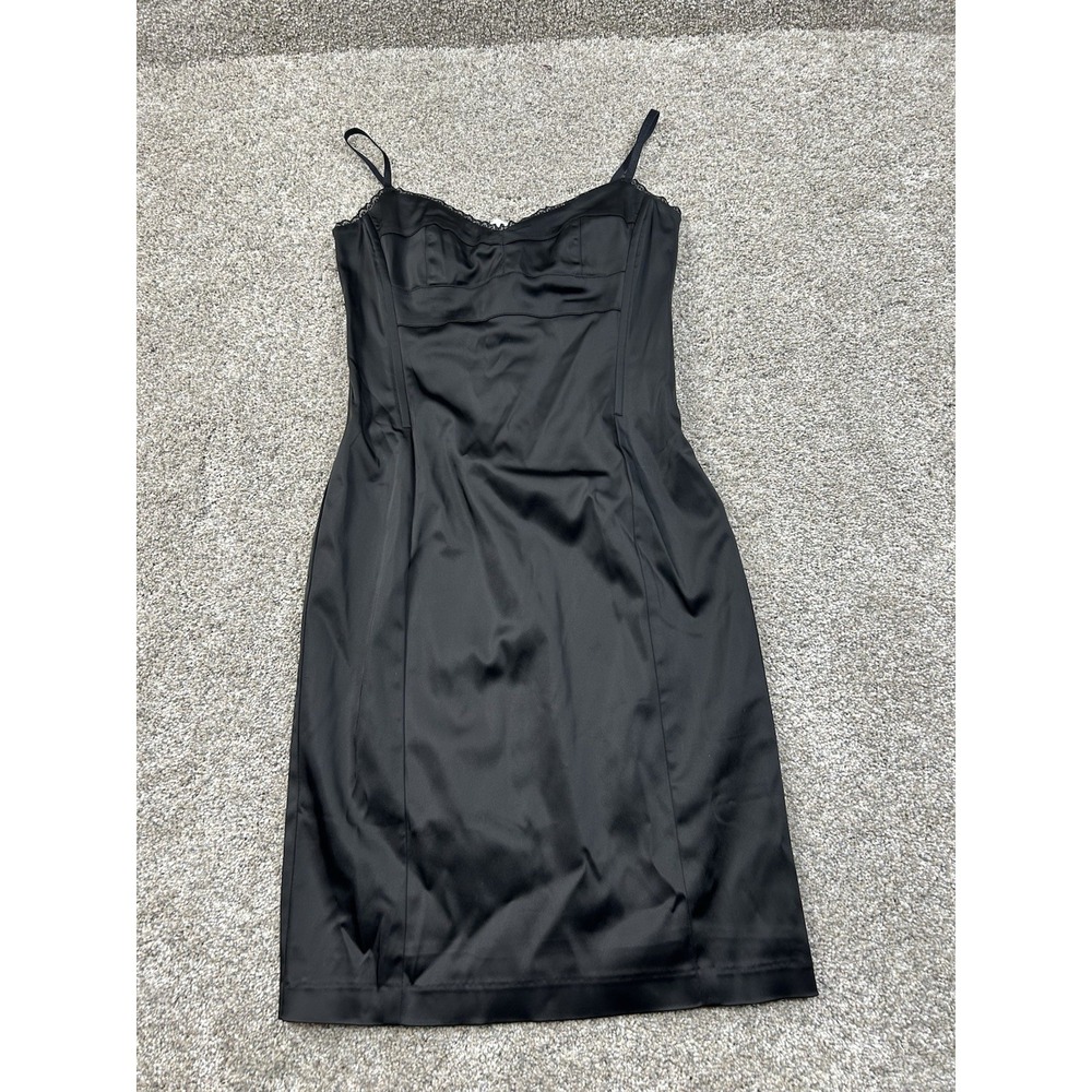 New White House Black Market Black Satin Bustier Sheath‎ Dress Size 4